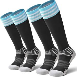 IRAMY Soccer Socks Black 2 Pairs Compression Support Cool Max Youth Kids